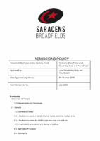 Admissions Policy October 2025