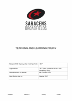 Teaching and Learning Policy October 2025