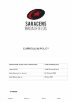 Curriculum Policy October 2025